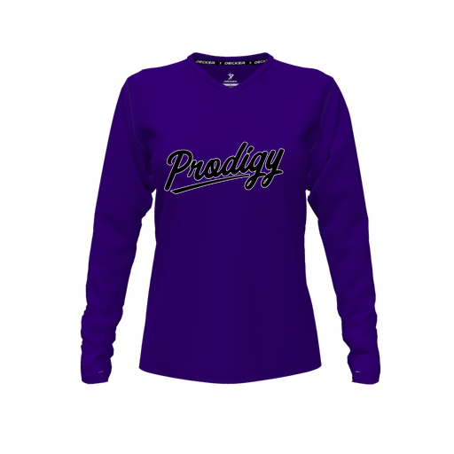 [CUS-DFW-TEES-PER-VNK-LSL-PUR-FYXS-LOGO2] Performance T-Shirt (Female Youth XS, Purple, V Neck, Logo 2, Long Sleeve)