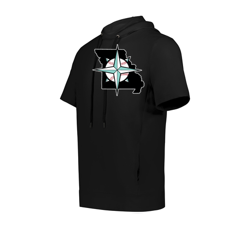 [222605.080.S-LOGO3] YOUTH VENTURA SOFT KNIT SHORT SLEEVE HOODIE (Youth S, Black, Logo 3)