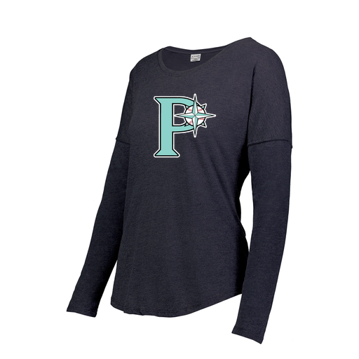 [3077.72N.S-LOGO1] Ladies LS Ultra-blend T-Shirt (Female Adult S, Navy, Logo 1)