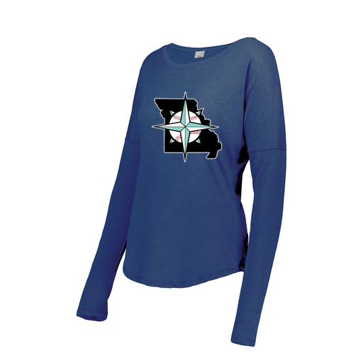 [3077.U55.S-LOGO3] Ladies LS Ultra-blend T-Shirt (Female Adult S, Royal, Logo 3)