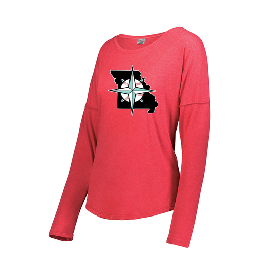 [3077.V96.S-LOGO3] Ladies LS Ultra-blend T-Shirt (Female Adult S, Red, Logo 3)