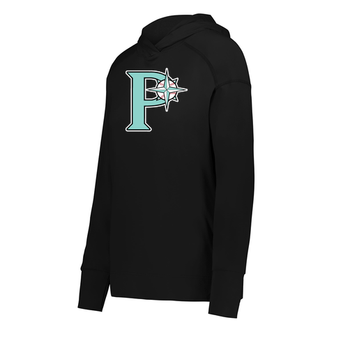 [222798.080.XS-LOGO1] Ladies Ventura Thin Knit Hoodie (Female Adult XS, Black, Logo 1)