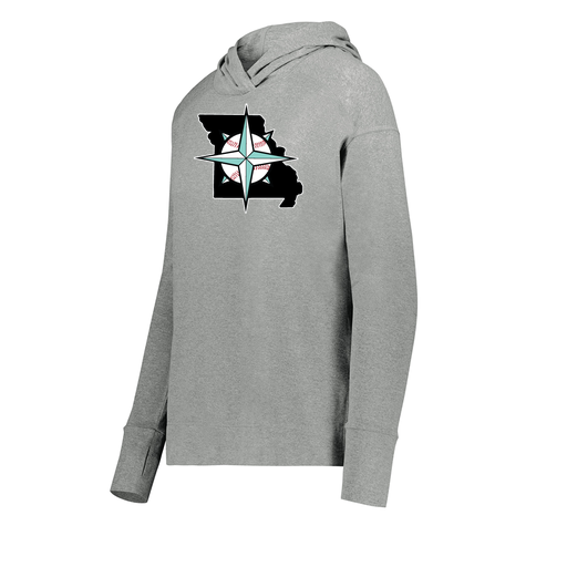 [222798-SIL-FAXS-LOGO3] Ladies Ventura Thin Knit Hoodie (Female Adult XS, Silver, Logo 3)